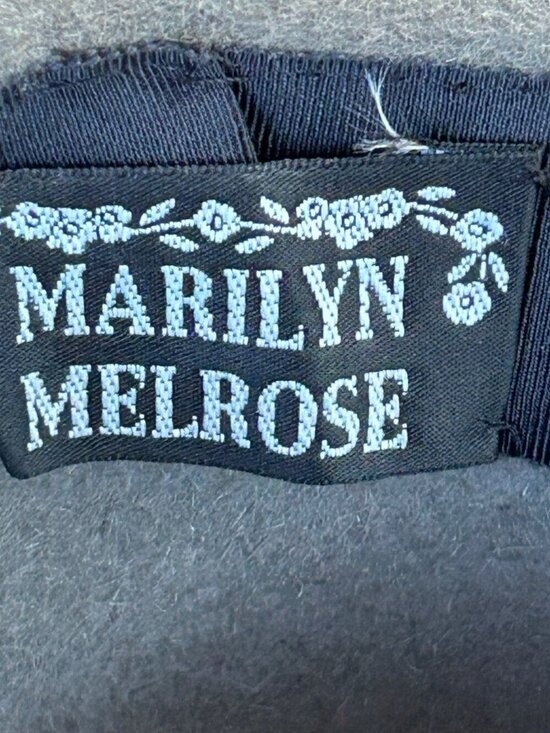 Marilyn Melrose Custom Hat Gray Wool Felt Black Flower and Grosgrain Ribbon main image 5